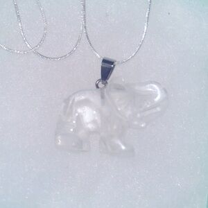 Hippie Boho Quartz Crystal Elephant Silver 24” Neck…
